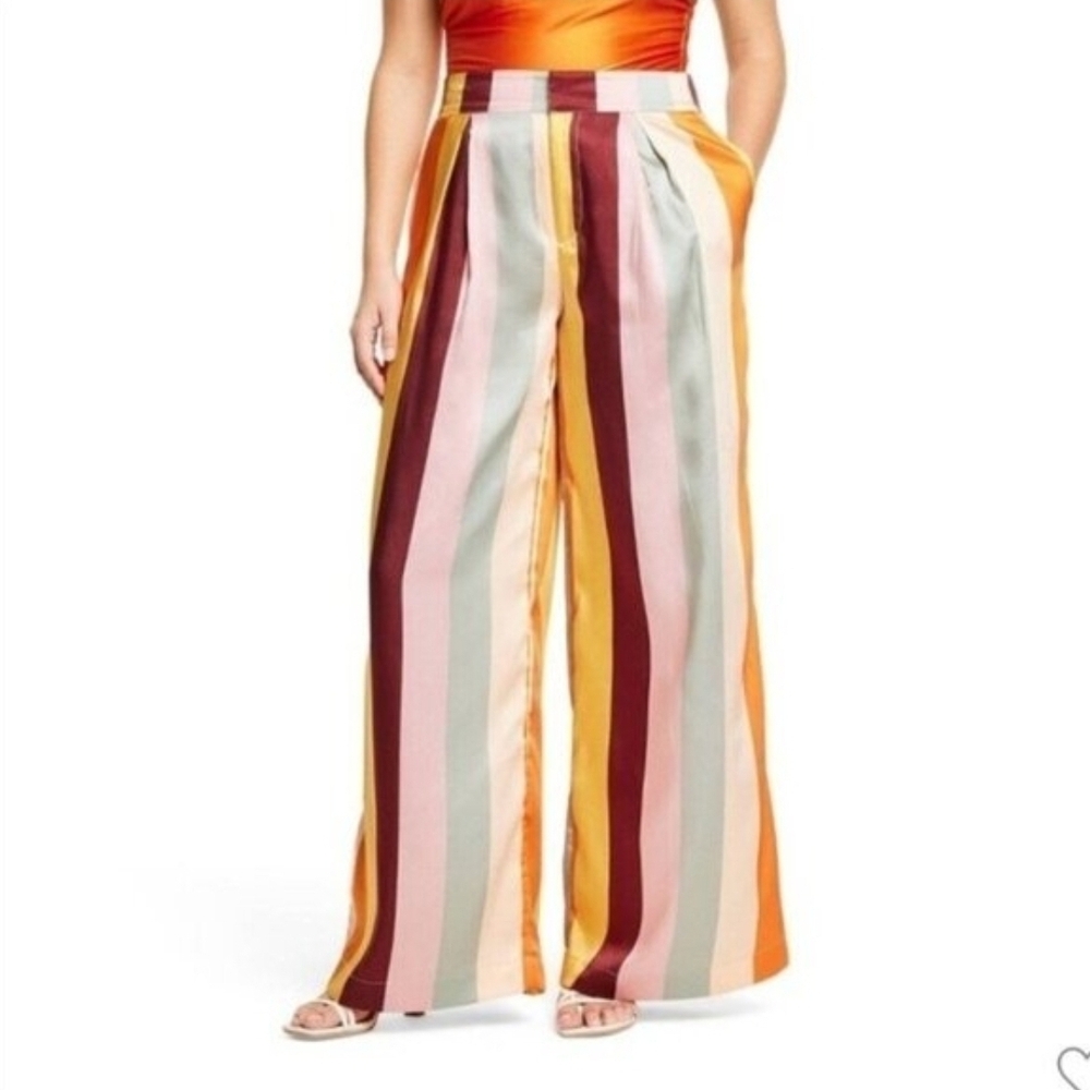 Fe Noel Vibrant Striped Wide-Leg Pants
